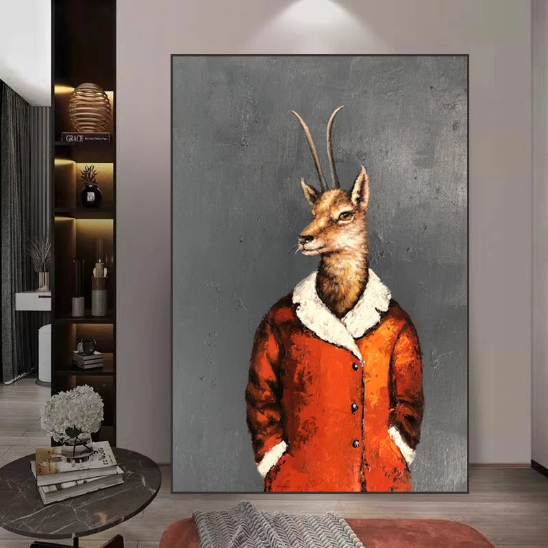 Creative Cartoon Picture Art, 100% Hand Painted, Abstract Oil Painting on Canvas, Wall Art for Living Room, Home Decor, No Frame